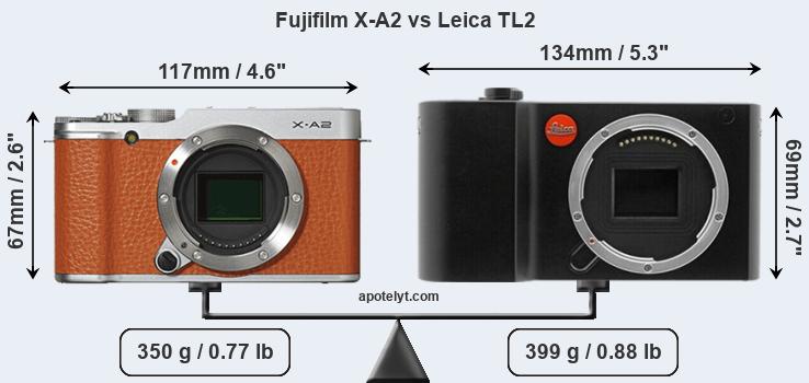 Size Fujifilm X-A2 vs Leica TL2