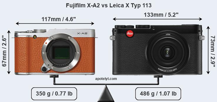 Size Fujifilm X-A2 vs Leica X Typ 113