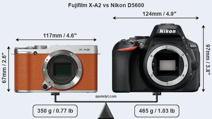 Size Fujifilm X-A2 vs Nikon D5600