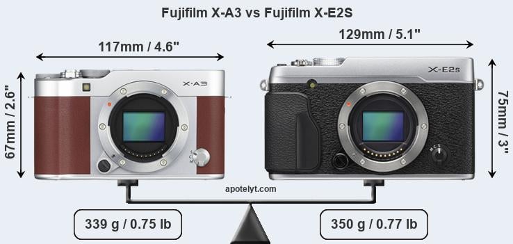 Size Fujifilm X-A3 vs Fujifilm X-E2S