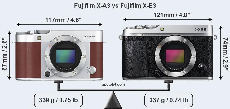 Size Fujifilm X-A3 vs Fujifilm X-E3