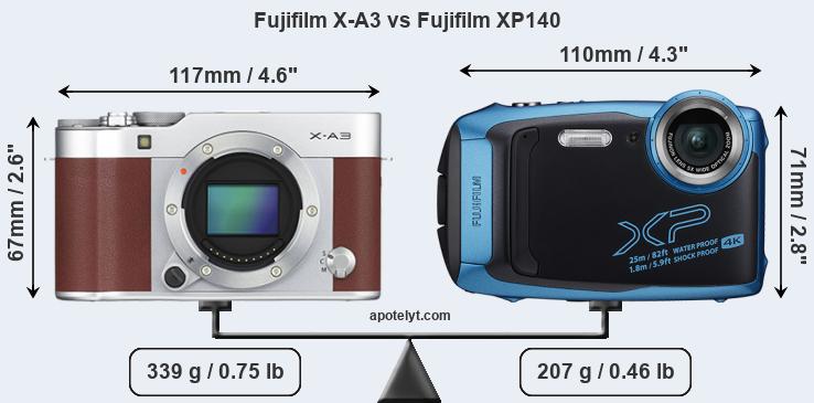 Size Fujifilm X-A3 vs Fujifilm XP140