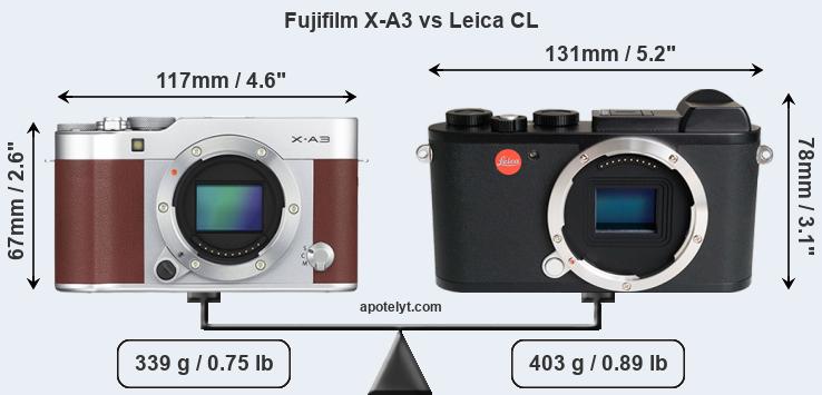 Size Fujifilm X-A3 vs Leica CL