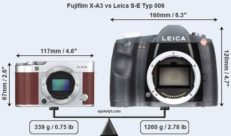 Size Fujifilm X-A3 vs Leica S-E Typ 006