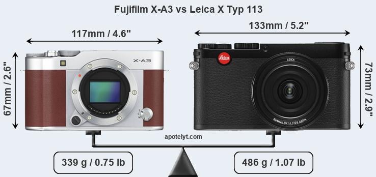 Size Fujifilm X-A3 vs Leica X Typ 113