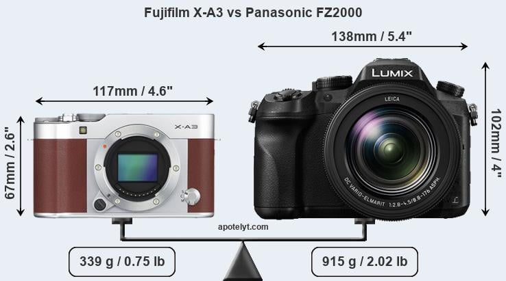 Size Fujifilm X-A3 vs Panasonic FZ2000