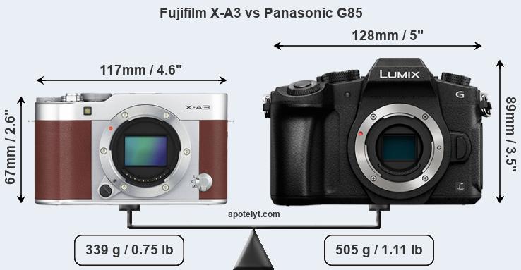 Size Fujifilm X-A3 vs Panasonic G85