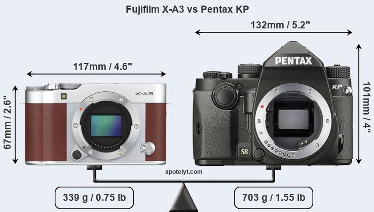 Size Fujifilm X-A3 vs Pentax KP