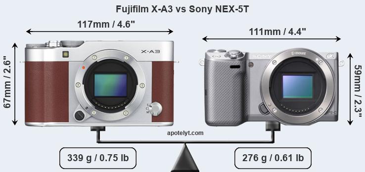 Size Fujifilm X-A3 vs Sony NEX-5T