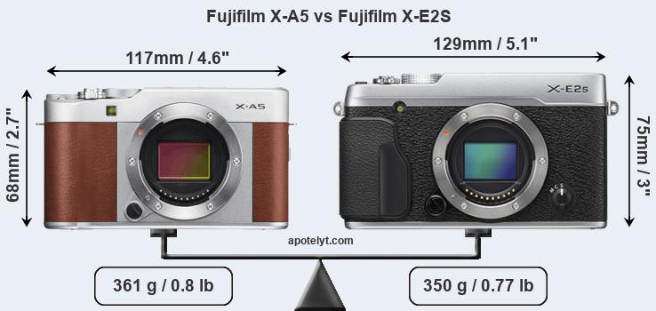 Size Fujifilm X-A5 vs Fujifilm X-E2S