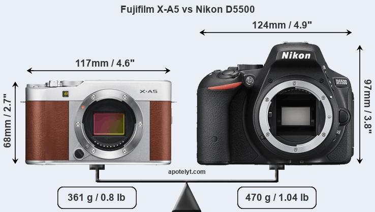 Size Fujifilm X-A5 vs Nikon D5500