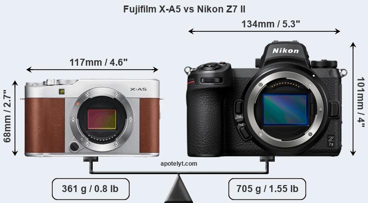 Size Fujifilm X-A5 vs Nikon Z7 II