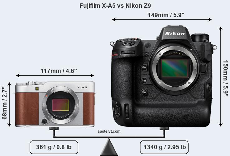 Size Fujifilm X-A5 vs Nikon Z9