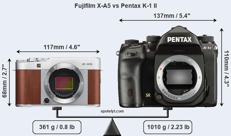 Size Fujifilm X-A5 vs Pentax K-1 II