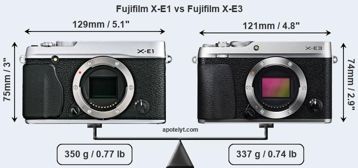 Size Fujifilm X-E1 vs Fujifilm X-E3