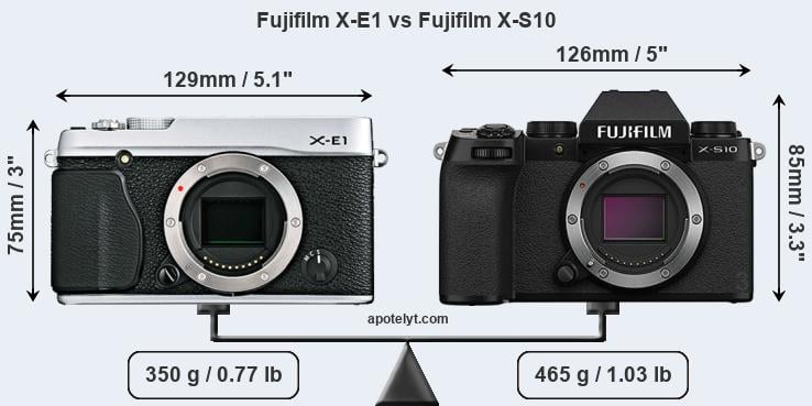 Size Fujifilm X-E1 vs Fujifilm X-S10