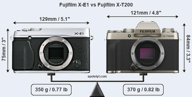 Size Fujifilm X-E1 vs Fujifilm X-T200