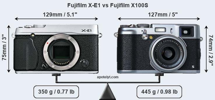 Size Fujifilm X-E1 vs Fujifilm X100S
