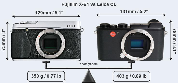 Size Fujifilm X-E1 vs Leica CL