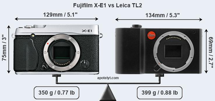 Size Fujifilm X-E1 vs Leica TL2