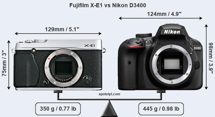 Size Fujifilm X-E1 vs Nikon D3400