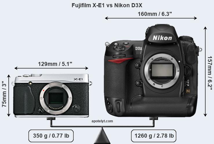 Size Fujifilm X-E1 vs Nikon D3X