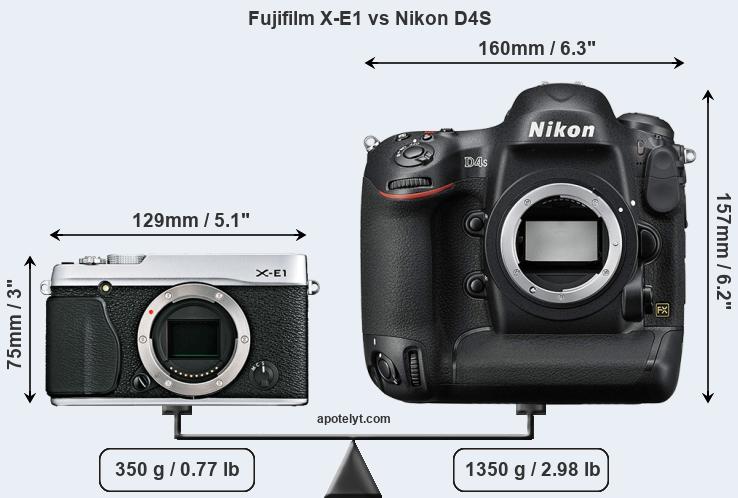 Size Fujifilm X-E1 vs Nikon D4S