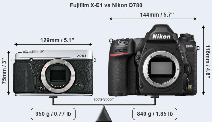 Size Fujifilm X-E1 vs Nikon D780