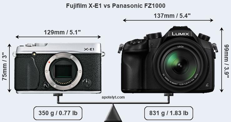 Size Fujifilm X-E1 vs Panasonic FZ1000