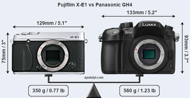 Size Fujifilm X-E1 vs Panasonic GH4