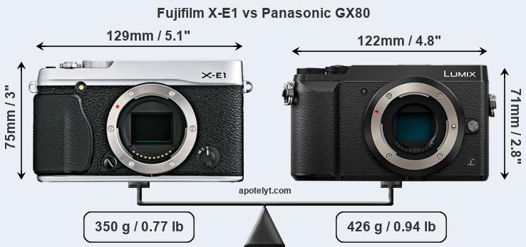 Size Fujifilm X-E1 vs Panasonic GX80