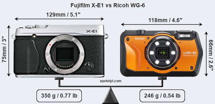Size Fujifilm X-E1 vs Ricoh WG-6