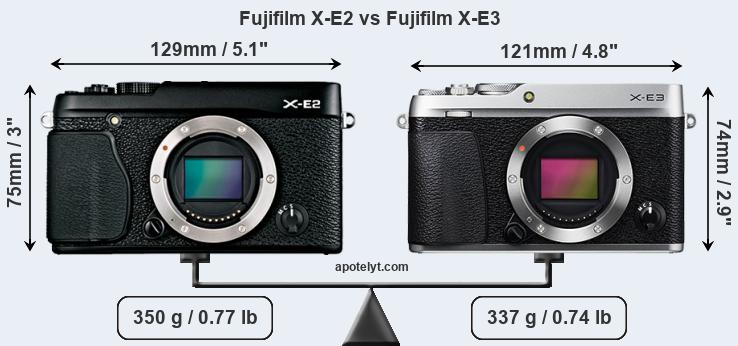Size Fujifilm X-E2 vs Fujifilm X-E3