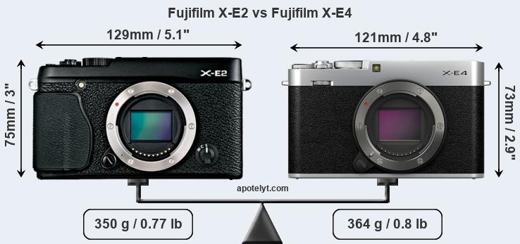 Size Fujifilm X-E2 vs Fujifilm X-E4