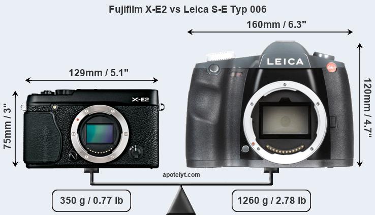 Size Fujifilm X-E2 vs Leica S-E Typ 006