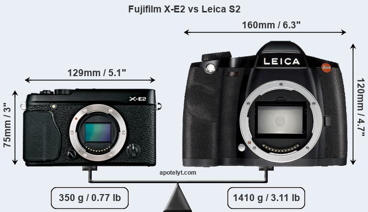 Size Fujifilm X-E2 vs Leica S2