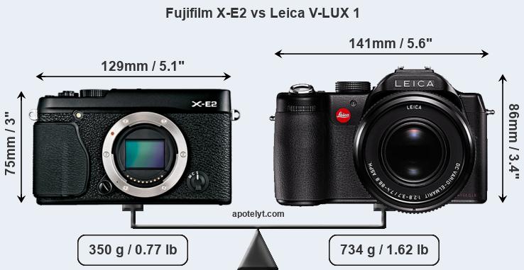 Size Fujifilm X-E2 vs Leica V-LUX 1