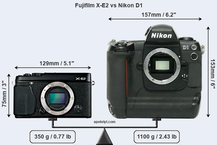 Size Fujifilm X-E2 vs Nikon D1
