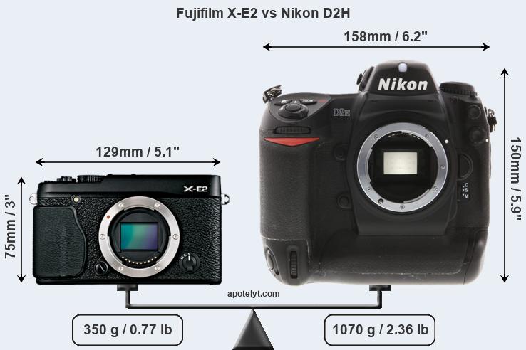 Size Fujifilm X-E2 vs Nikon D2H