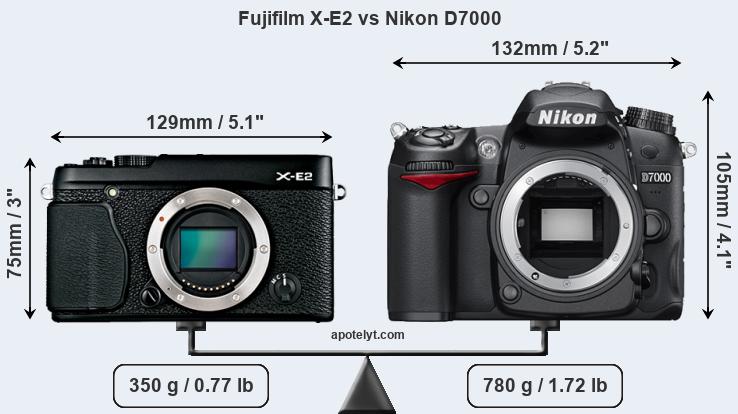 Size Fujifilm X-E2 vs Nikon D7000