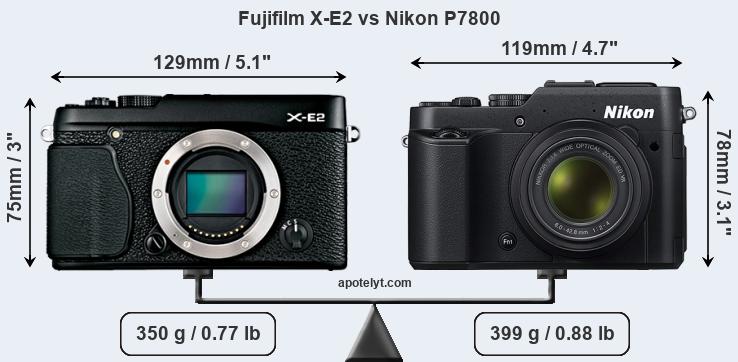 Size Fujifilm X-E2 vs Nikon P7800