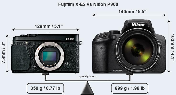 Size Fujifilm X-E2 vs Nikon P900