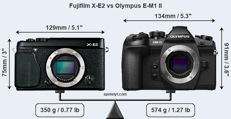 Size Fujifilm X-E2 vs Olympus E-M1 II