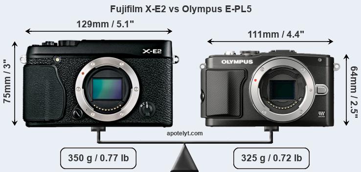 Size Fujifilm X-E2 vs Olympus E-PL5