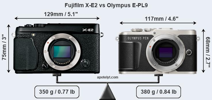 Size Fujifilm X-E2 vs Olympus E-PL9