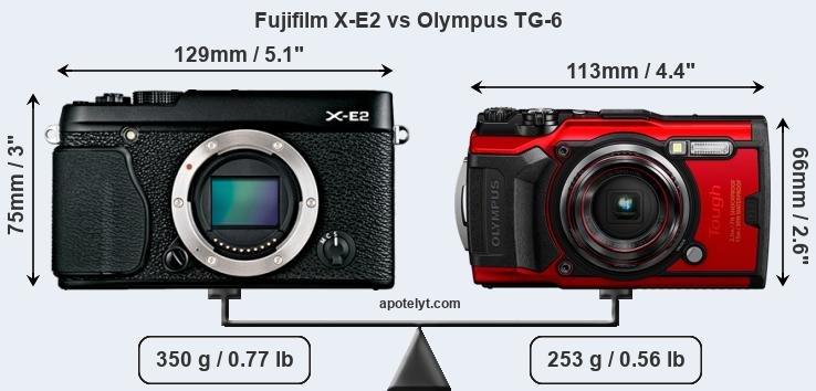 Size Fujifilm X-E2 vs Olympus TG-6