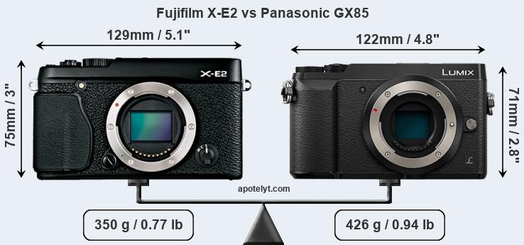 Size Fujifilm X-E2 vs Panasonic GX85