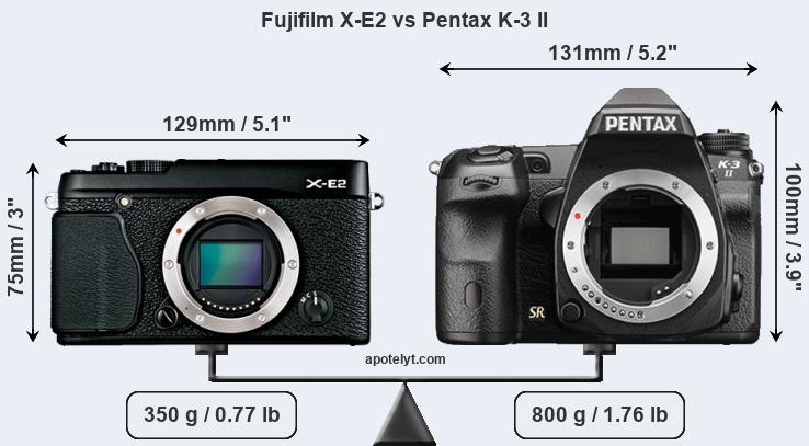 Size Fujifilm X-E2 vs Pentax K-3 II
