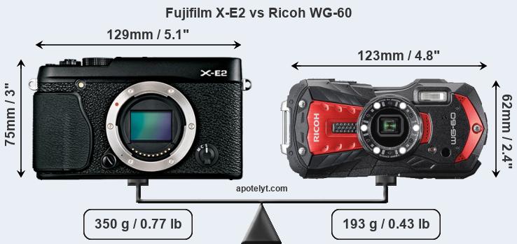 Size Fujifilm X-E2 vs Ricoh WG-60