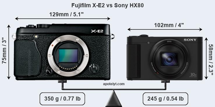 Size Fujifilm X-E2 vs Sony HX80